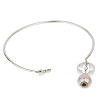 Louis Vuitton Monogram Pearl 18k White Gold Bangle Bracelet