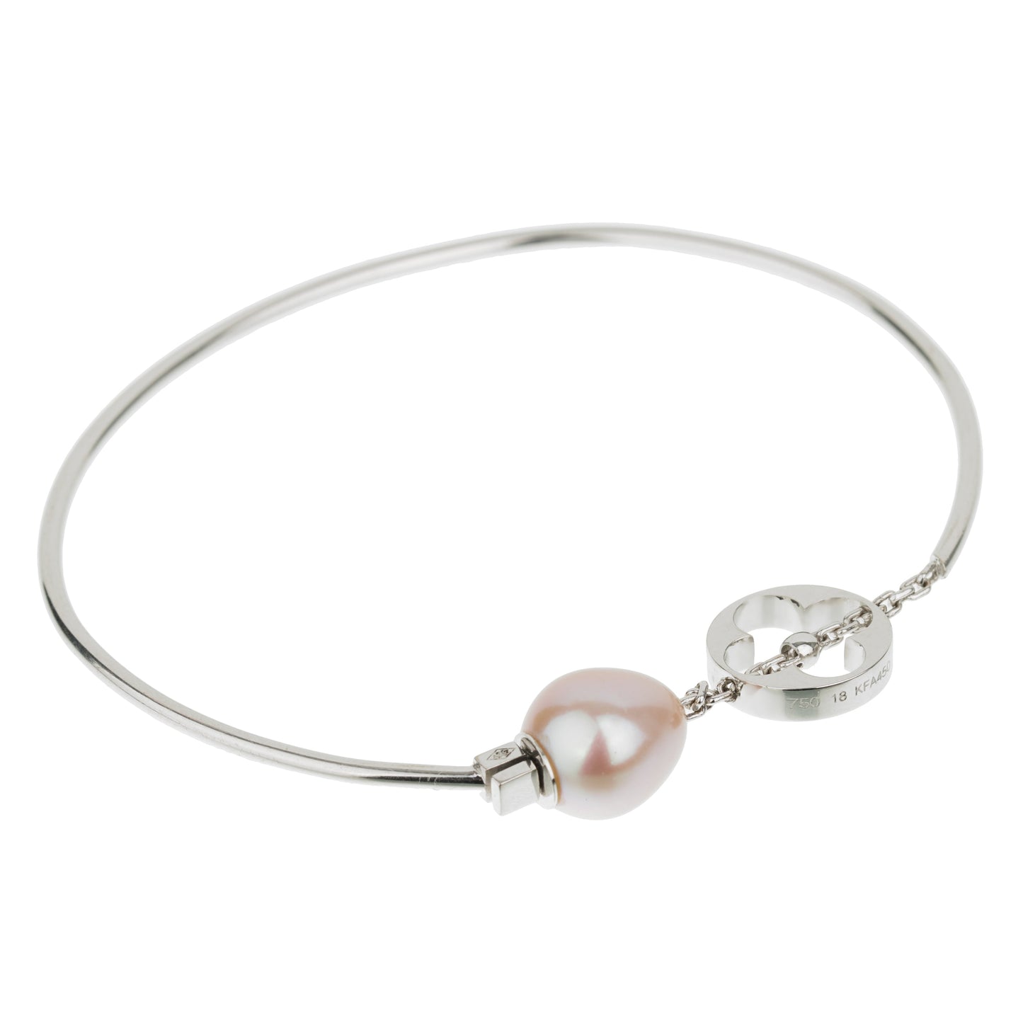 Louis Vuitton Monogram Pearl 18k White Gold Bangle Bracelet