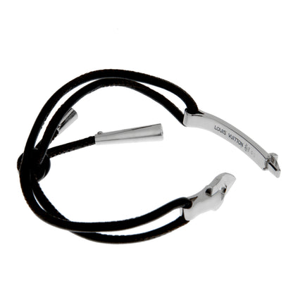 Louis Vuitton 18kt White Gold Bangle Leather Bracelet