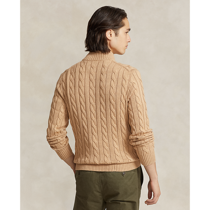 Polo Ralph Lauren - Cable Knit Quarter Zip Sweater - Camel Melange